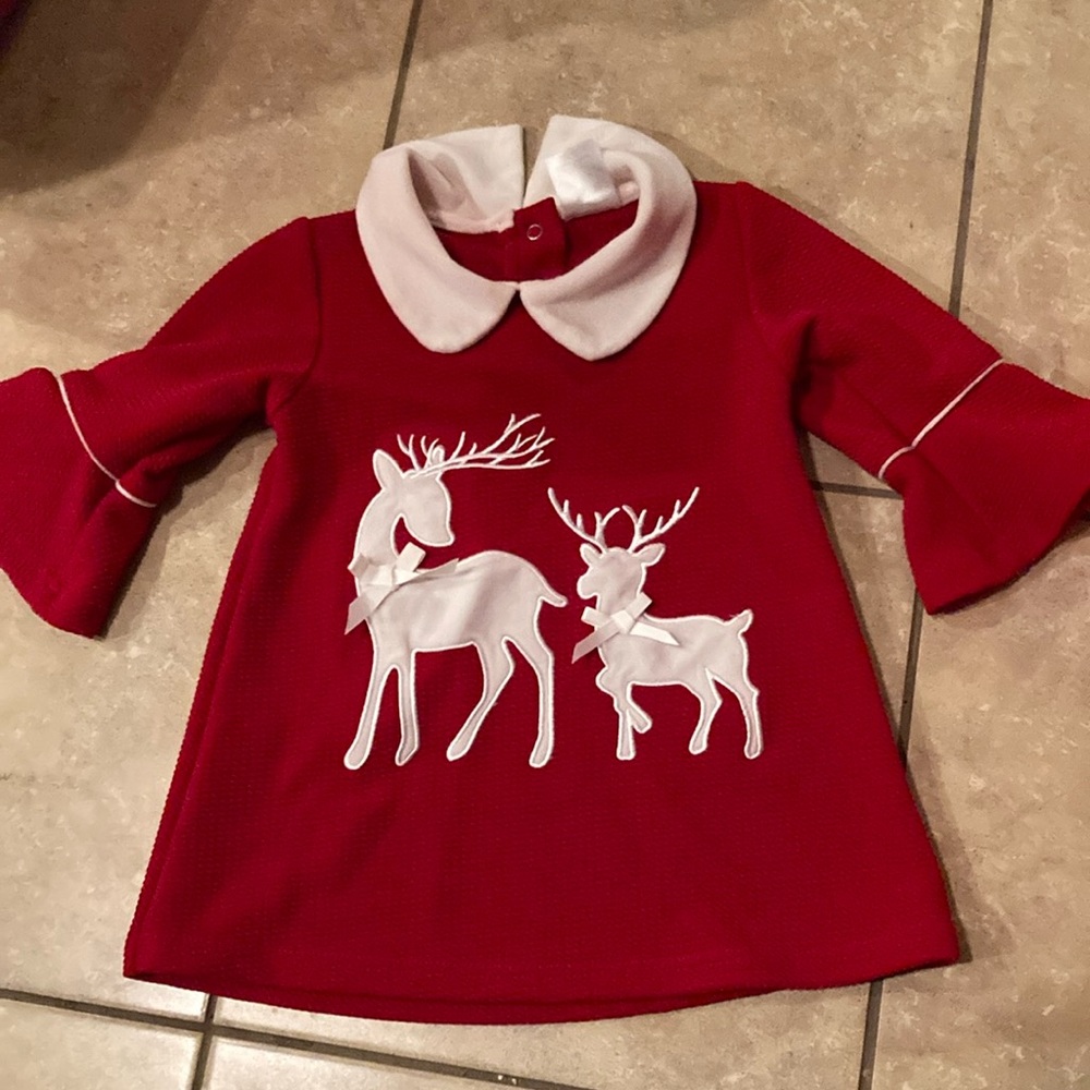 Red Dress with Reindeer Design - Picture 1 of 4